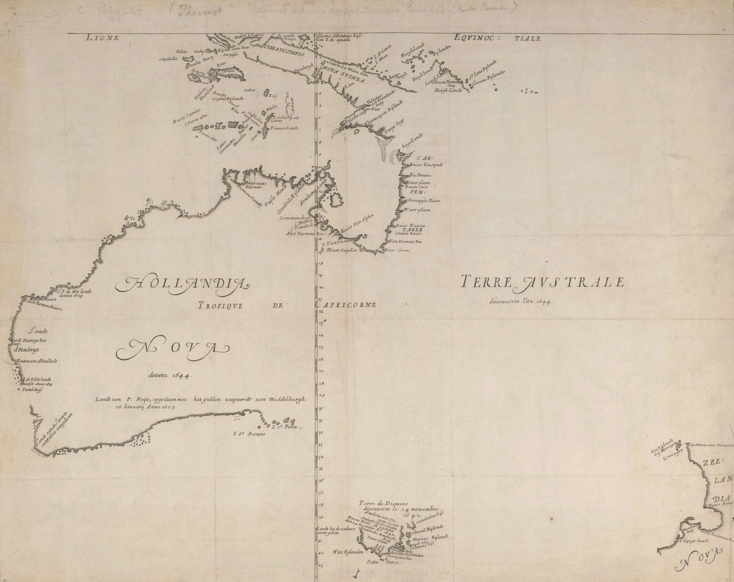 Голландская карта Австралии 1644 года. Фото: Wikipedia