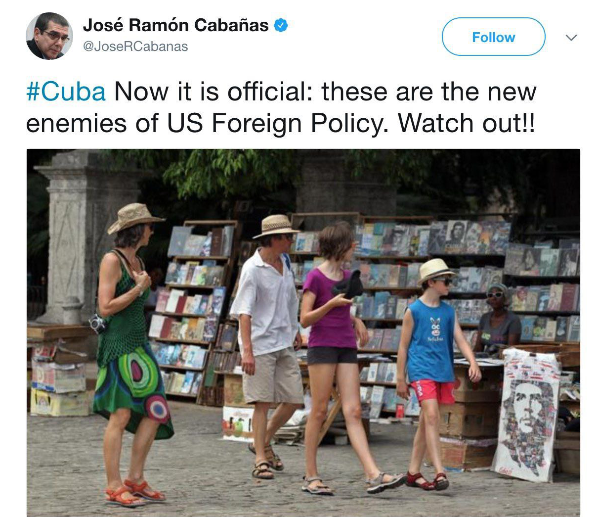 Скрин твита кубинского посла в США.