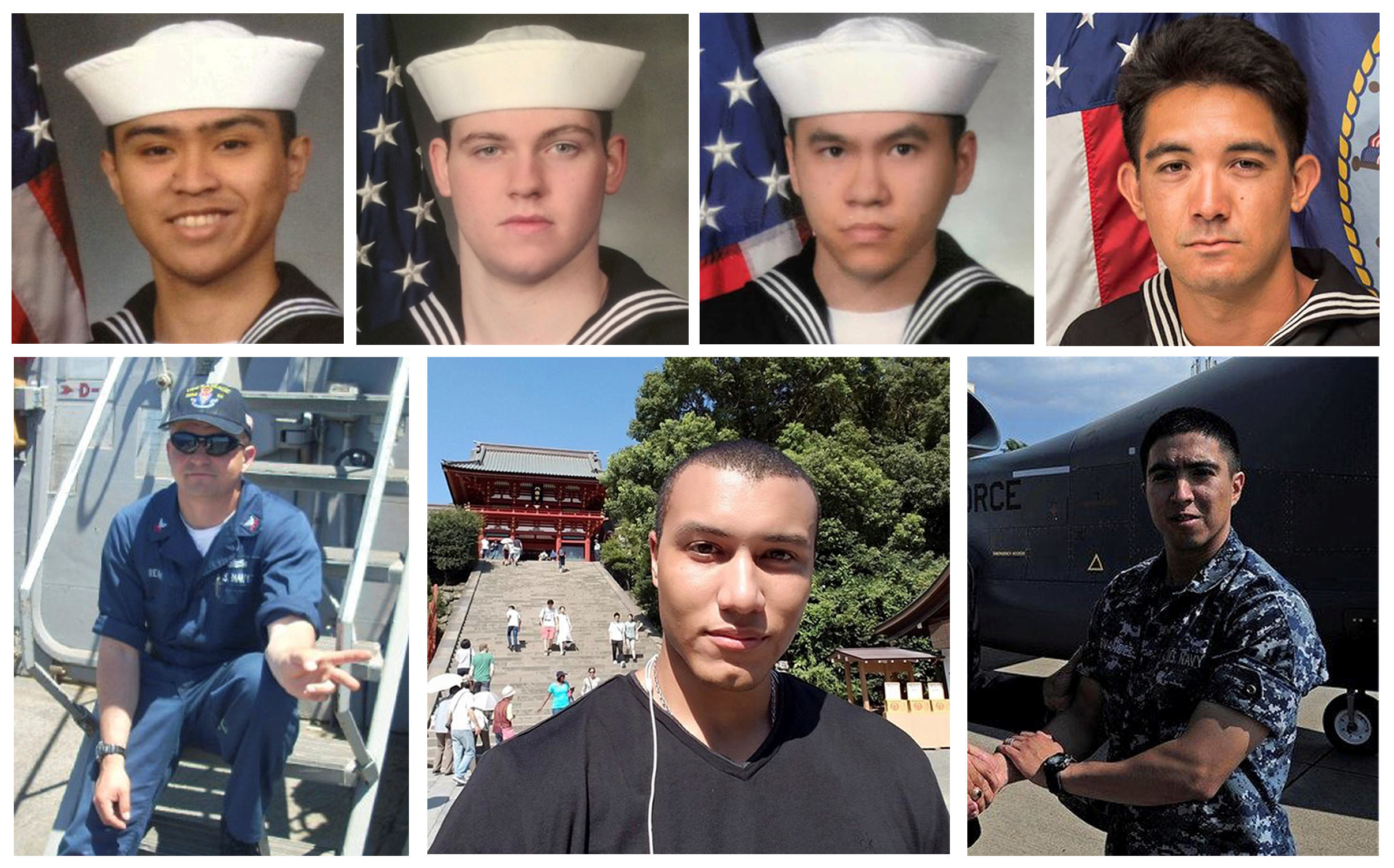 Фотографии погибших моряков с эсминца Fitzgerald. Фото: © U.S. Navy/REUTERS