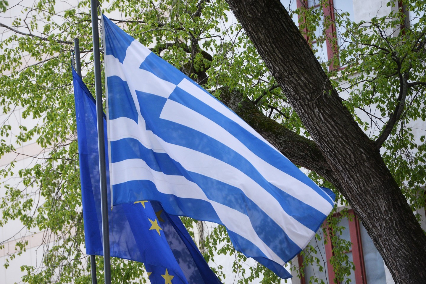 Флаги Греции и ЕС. Фото: &copy; РИА Новости/Евгений Одиноков