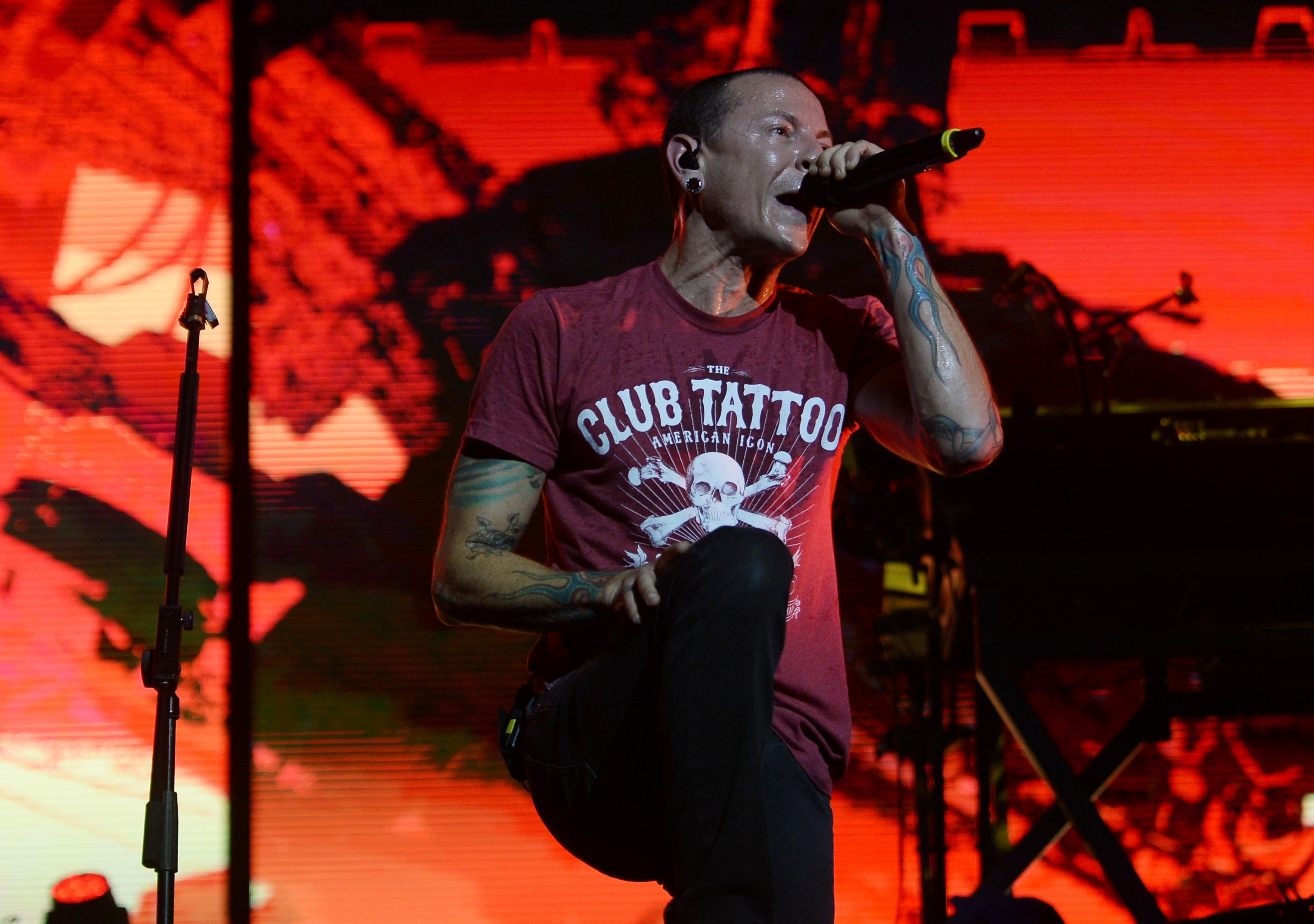 Вокалист Linkin Park Честер Беннингтон на концерте в Москве. Фото: &copy; РИА Новости/Валерий Мельников