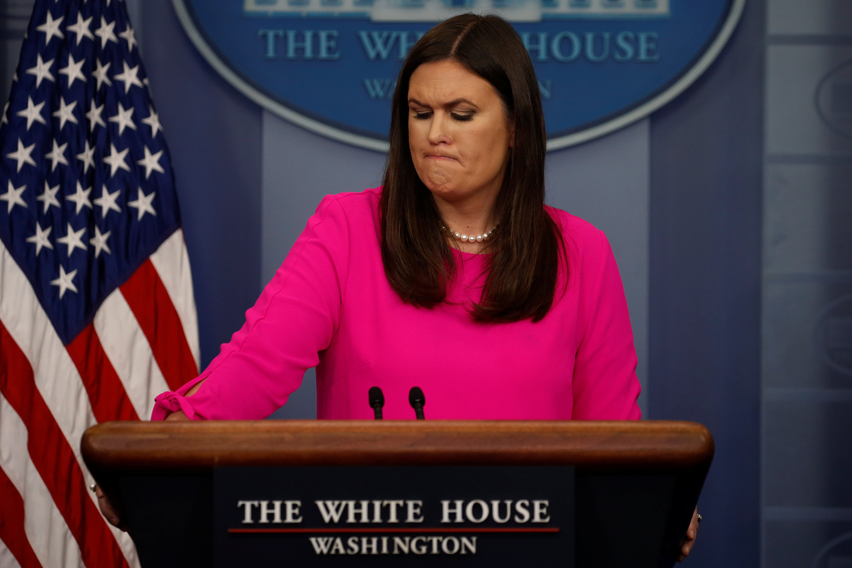 Пресс-секретарь Белого дома Сара Сандерс. Фото: &copy; REUTERS/Jonathan Ernst