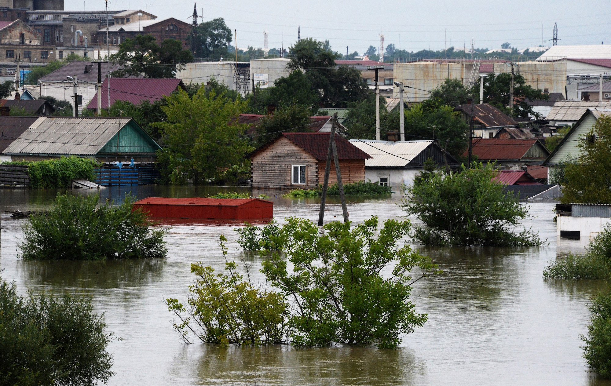 Затопленные в результате наводнения здания в Уссурийске. Фото: &copy; РИА Новости/Виталий Аньков