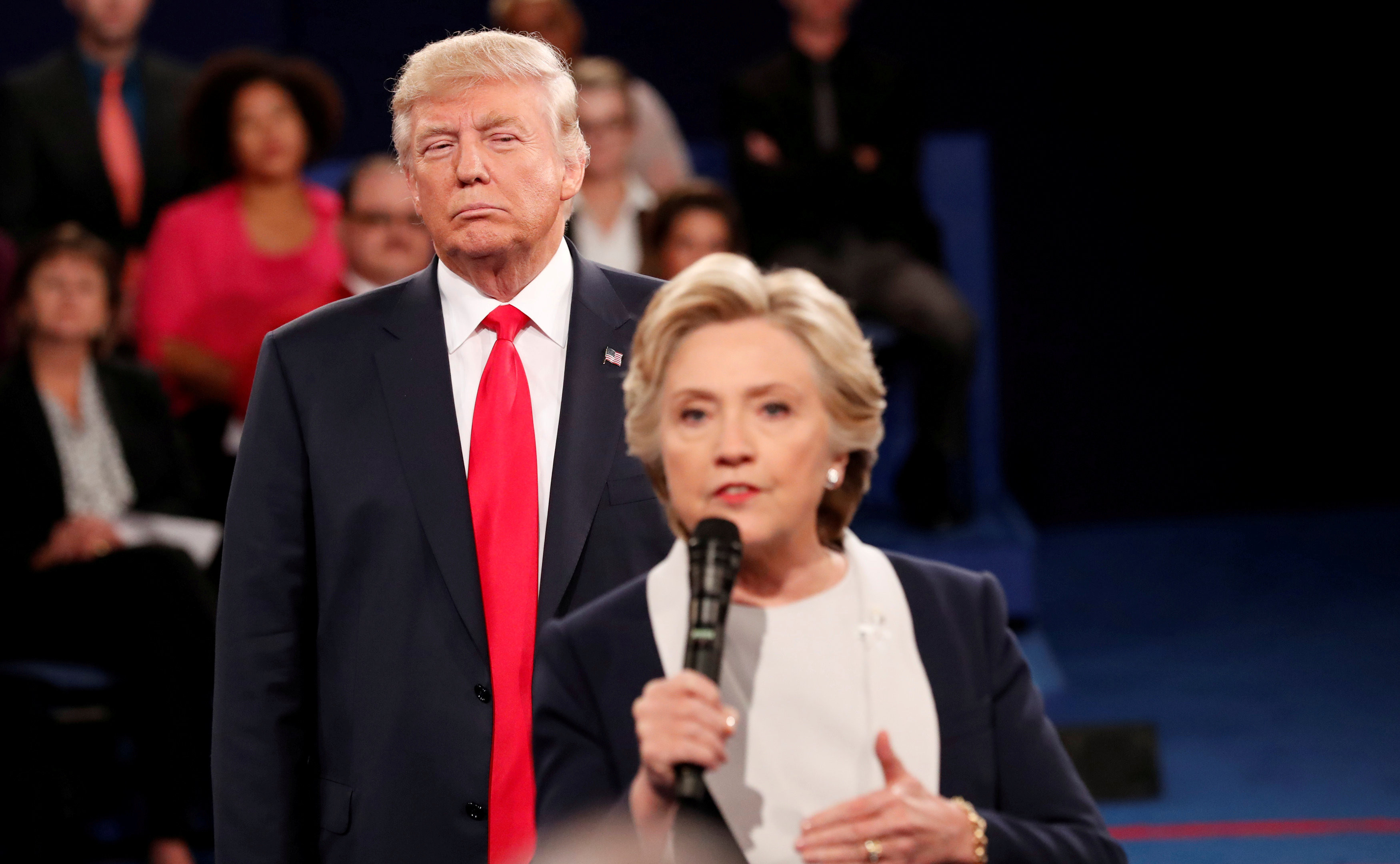 Хиллари Клинтон и Дональд Трамп во время предвыборных дебатов. Фото: &copy; REUTERS/Rick Wilking