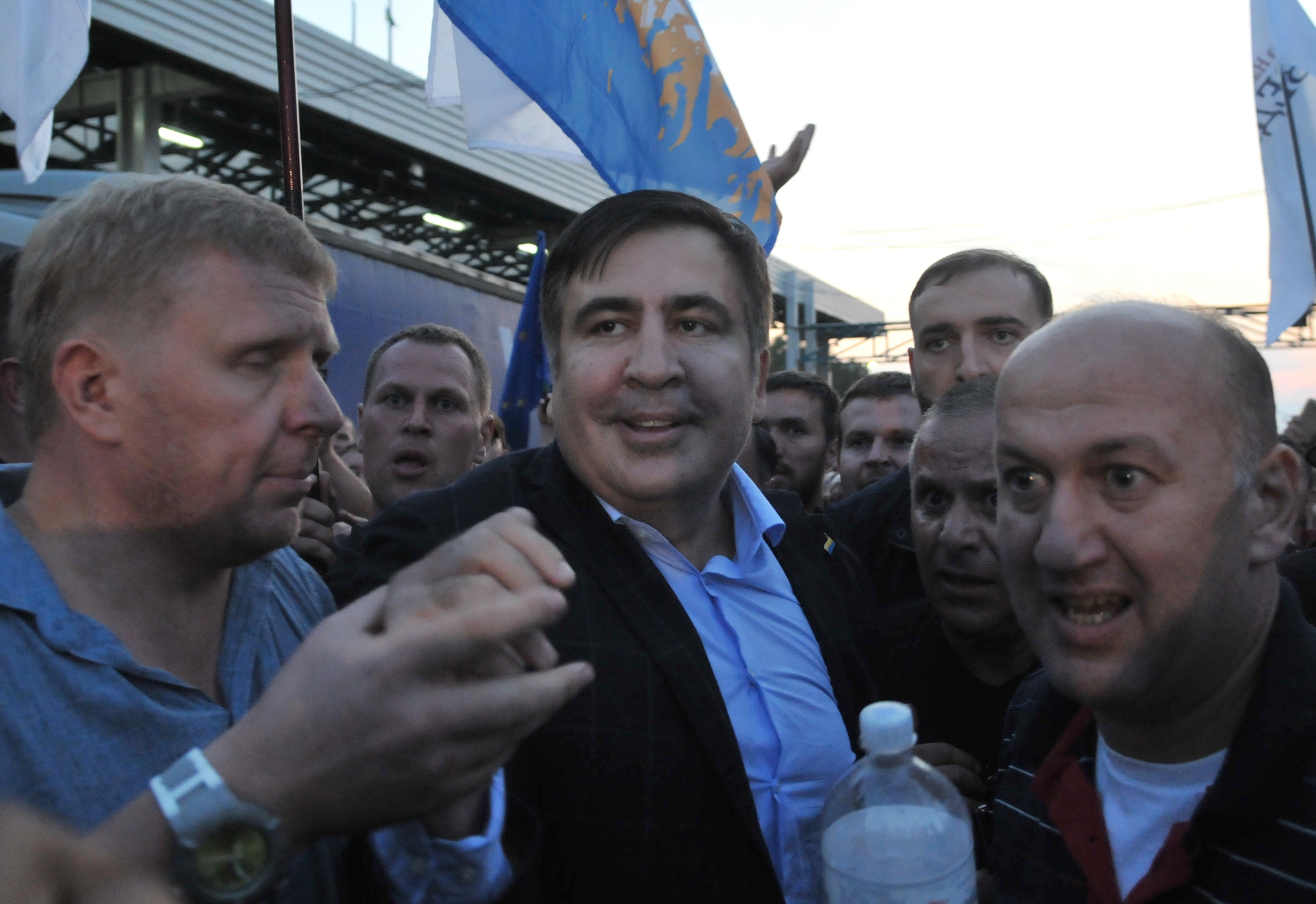 Экс-губернатор Одесской области Михаил Саакашвили у пункта пропуска "Шегени". Фото: &copy; РИА Новости