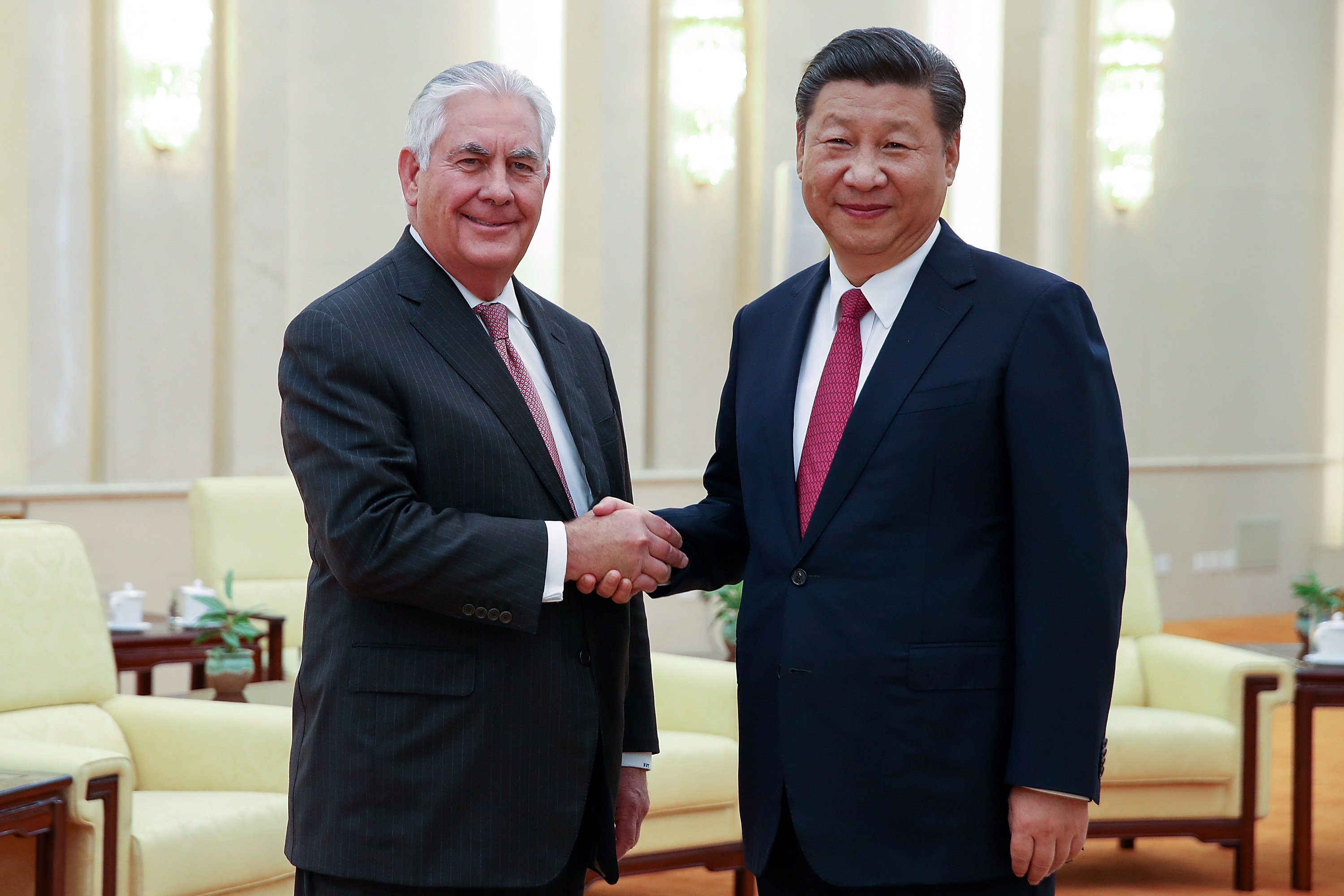 Госсекретарь США Рекс Тиллерсон и председатель Китая Си Цзиньпин. Фото: &copy;REUTERS/Lintao Zhang