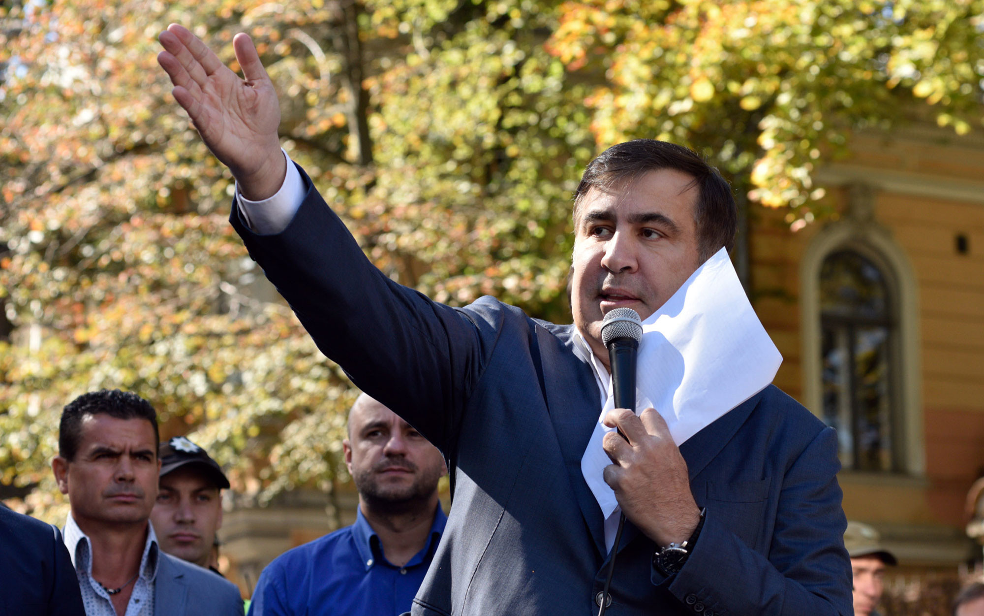 Бывший президент Грузии, экс-губернатор Одесской области Михаил Саакашвили во время выступления в Киеве. Фото: © РИА Новости / Стрингер