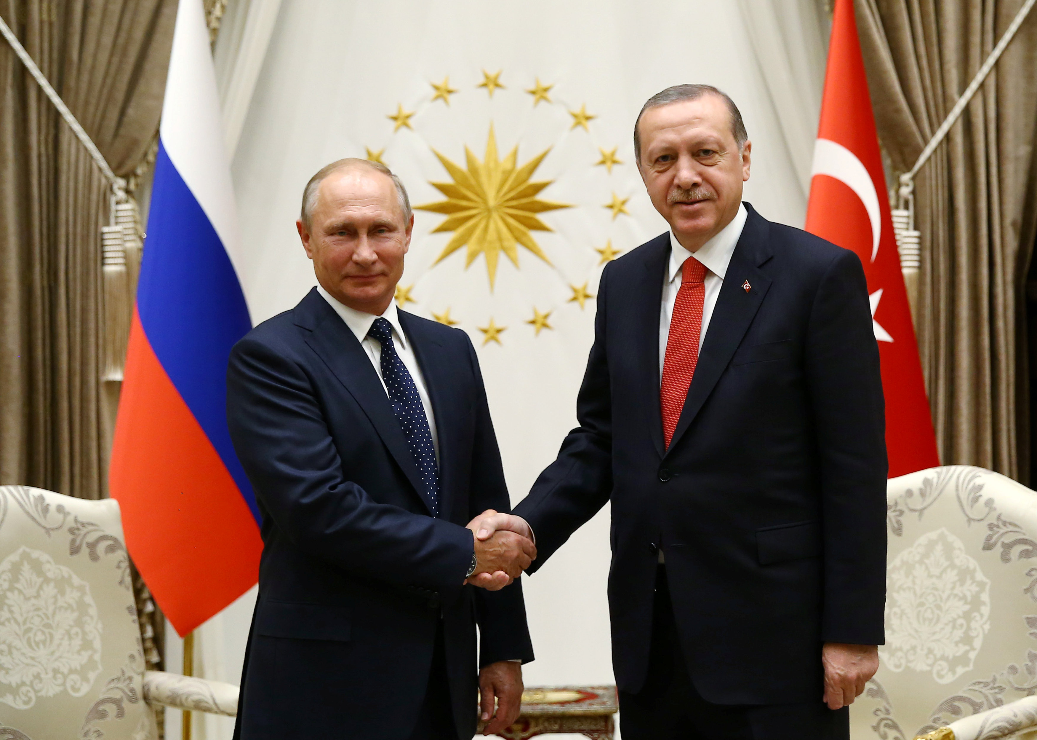 Владимир Путин и Реджеп Эрдоган на встрече в президентском дворце в Анкаре 28 сентября 2017 года. Фото: &copy;&nbsp;Kayhan Ozer/Presidential Palace/REUTERS
