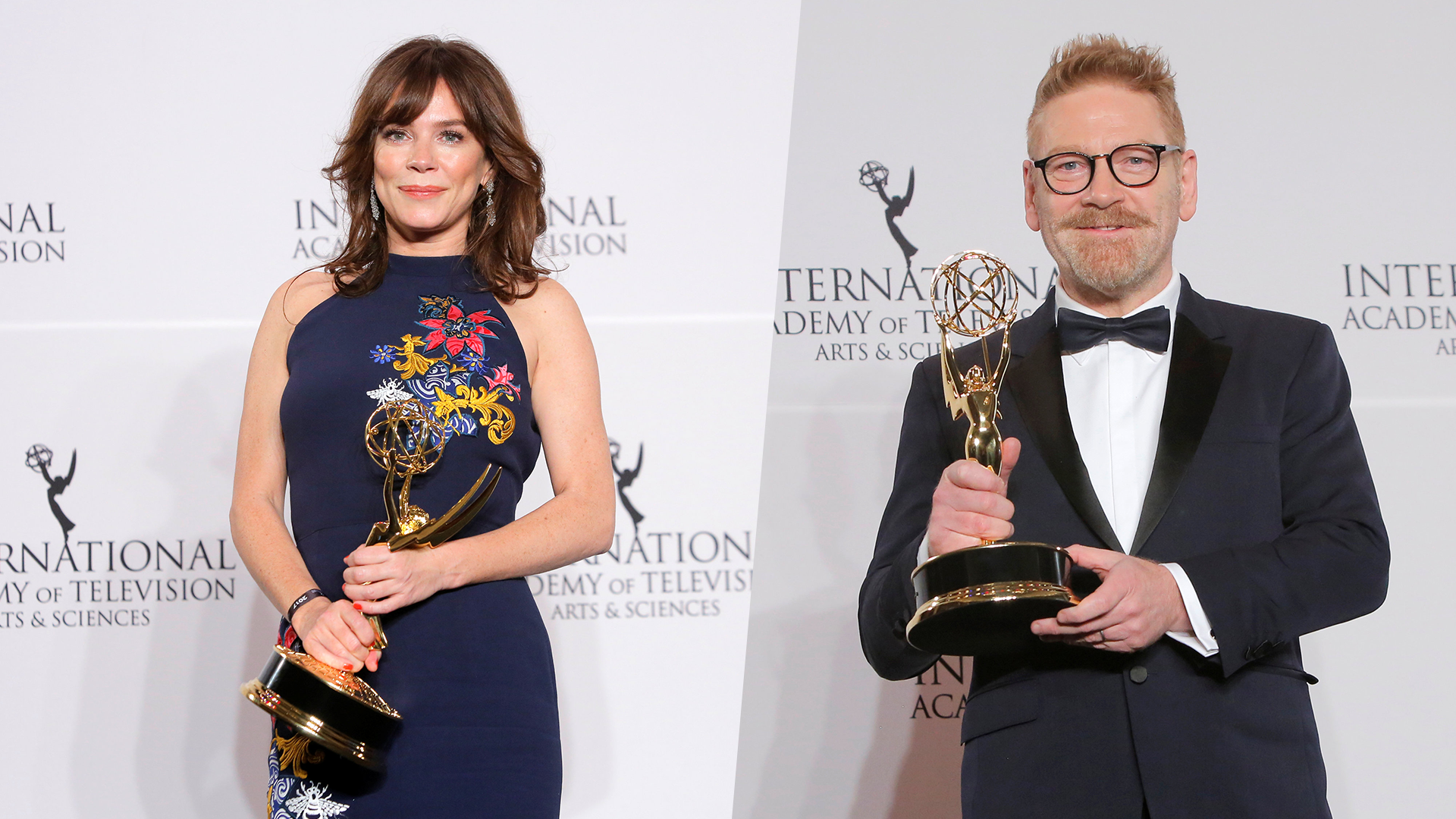 Кеннет Брана и Анна Фрил на премии Emmy 2017. Фото &copy; REUTERS/Andrew Kelly. Коллаж &copy; L!FE.