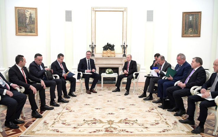 Встреча с&nbsp;Президентом Республики Сербии Александром Вучичем.
Фото:&nbsp;&copy; Пресс-служба Кремля