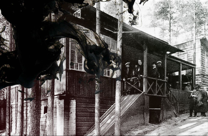 Дом в Озерках, в котором 28 марта 1906 года был убит бывший священник Георгий Гапон. Коллаж © L!FE. Фото © Wikimedia Commons