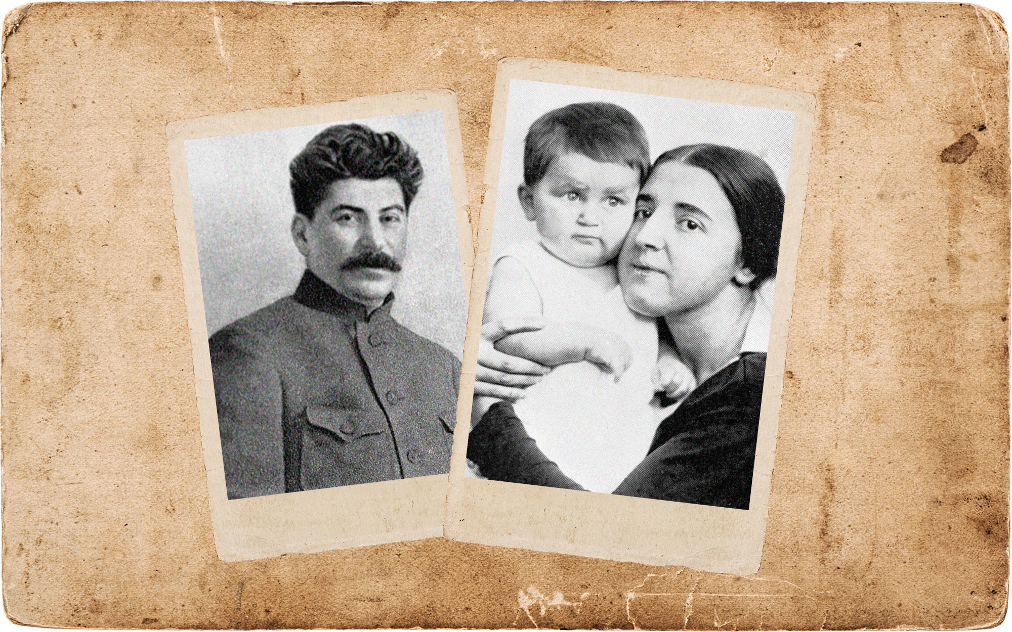 Иосиф Сталин и Надежда Алиллуева с сыном Василием. Коллаж © L!FE. Фото © Wikimedia Commons// РИА Новости