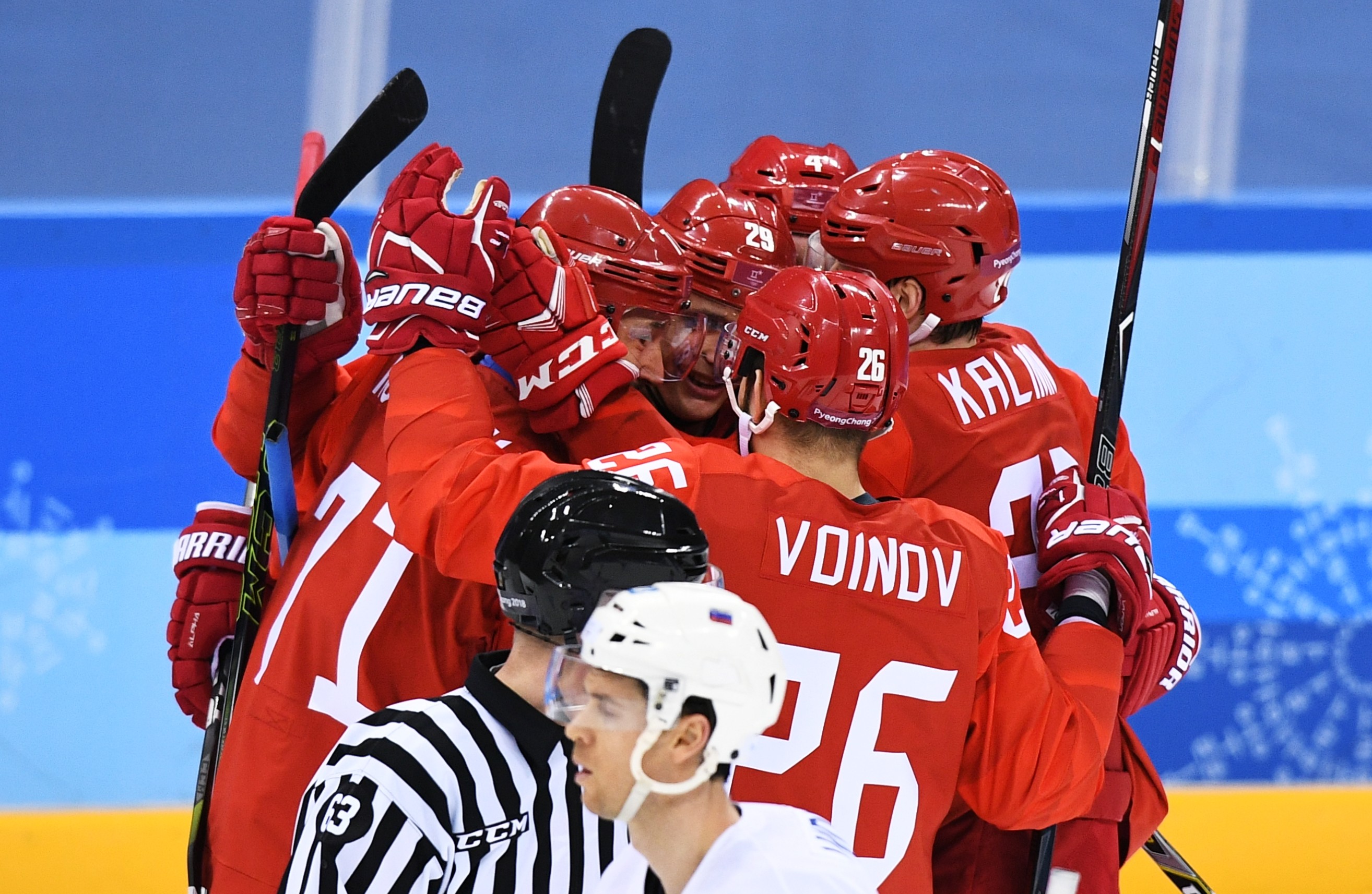 Сборная России по хоккею разгромила Словению со счётом 8:2. Фото: © РИА Новости/Александр Вильф