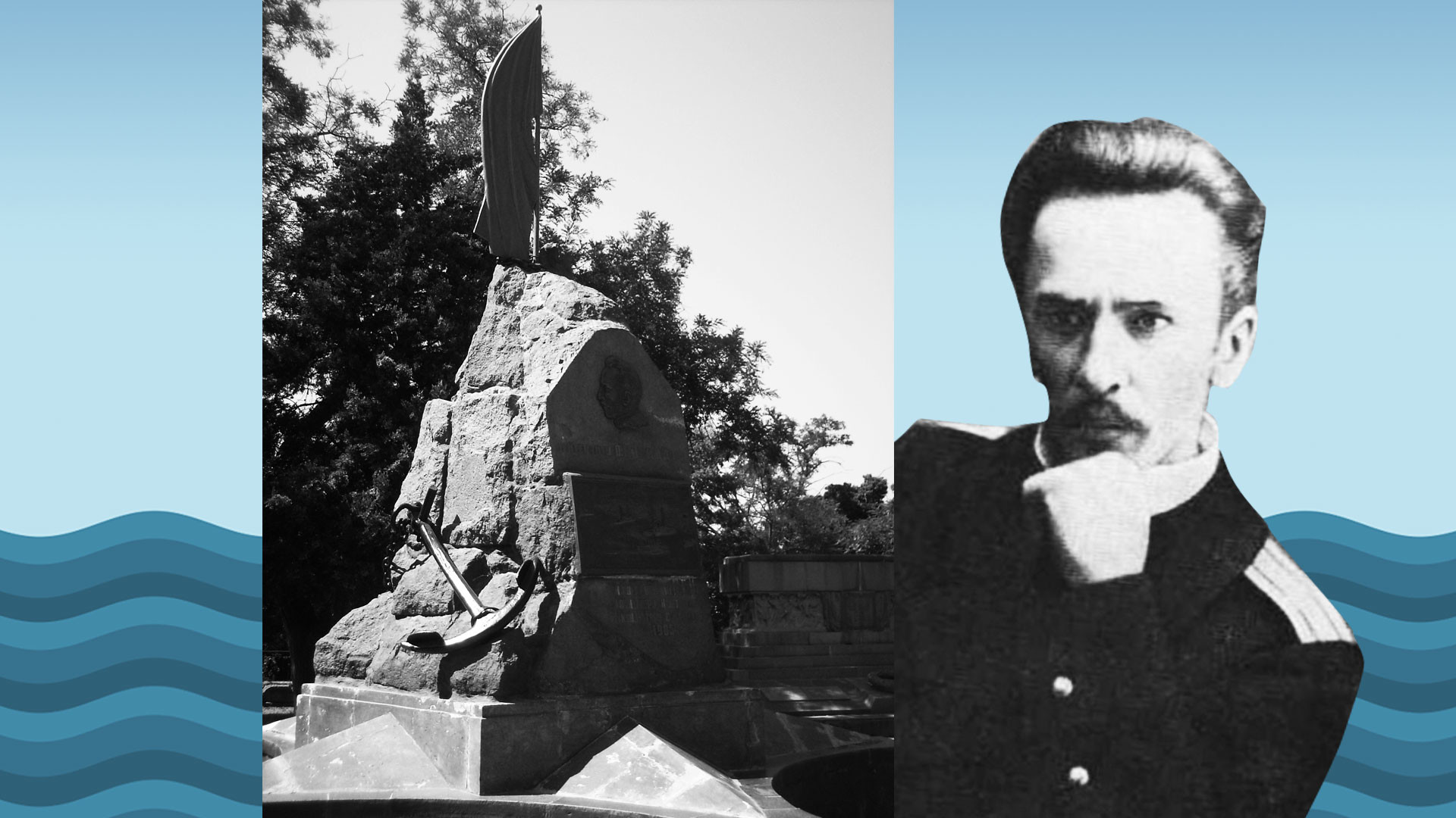 Памятник на могиле П. П. Шмидта на кладбище коммунаров в Севастополе. Коллаж © L!FE. Фото: © wikipedia.org