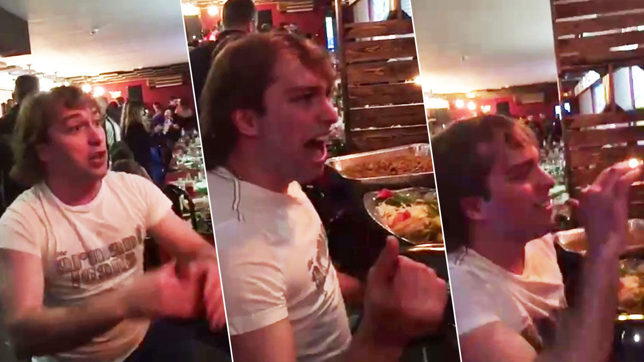 Доигрался. Уволенный вчера из "Динамо" хоккеист Анисин зажигает в баре — видео