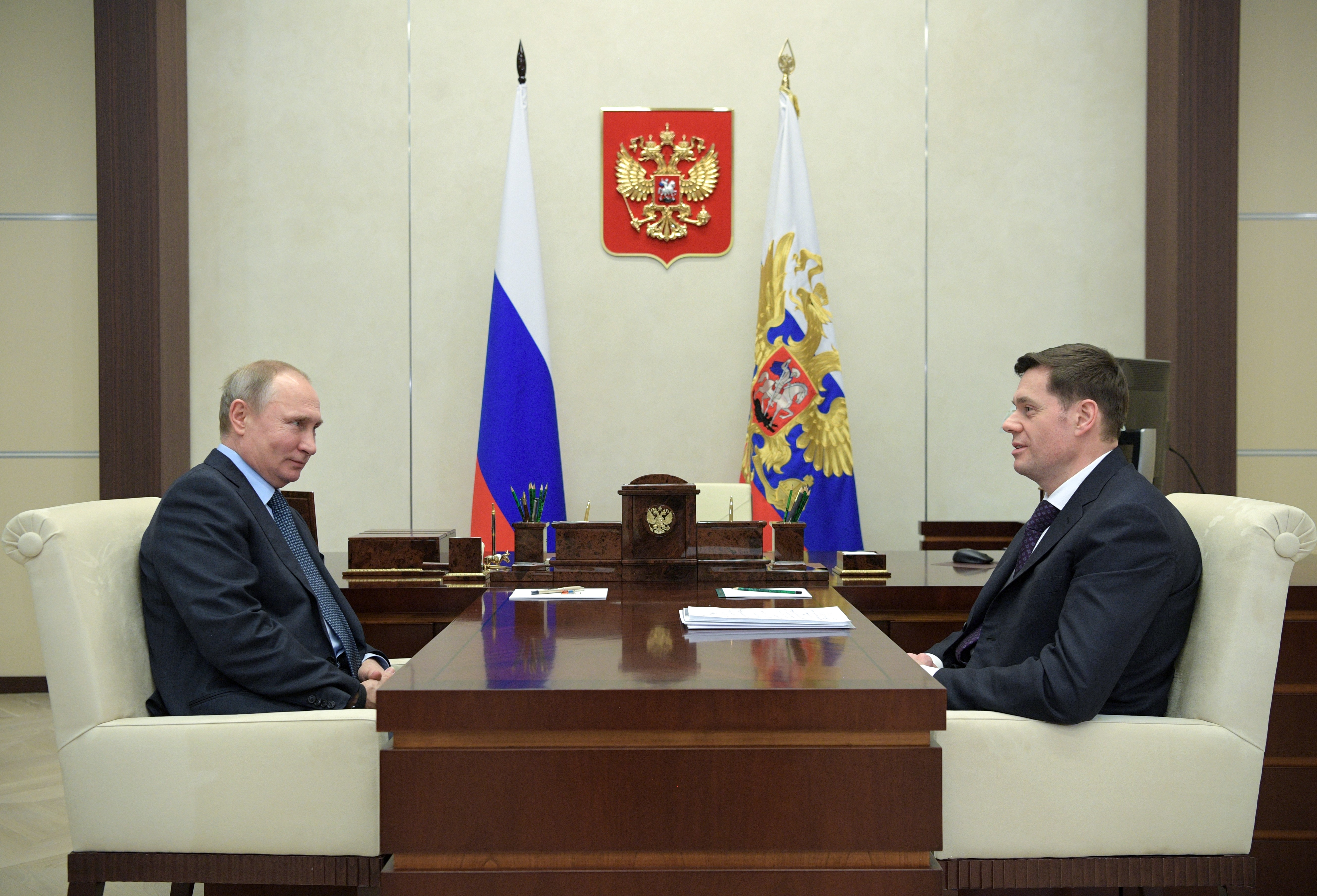 Владимир Путин (слева) и Алексей Мордашов (справа). Фото: &copy;РИА Новости/Алексей Дружинин