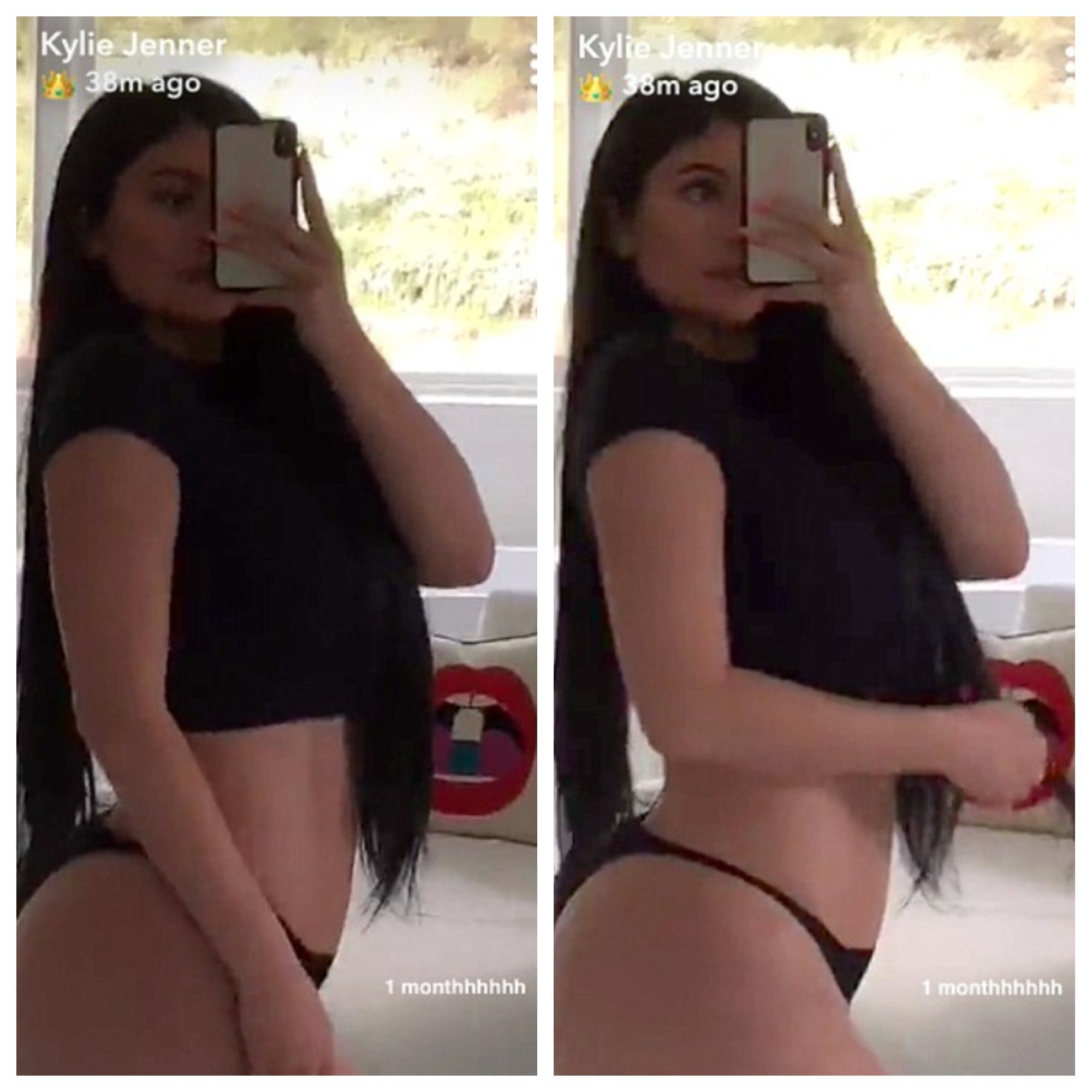 На видеозаписи в Snapchat 20-летняя модель позирует в коротком чёрном топе и тоненьком бикини / Фото © dailymail.co.uk