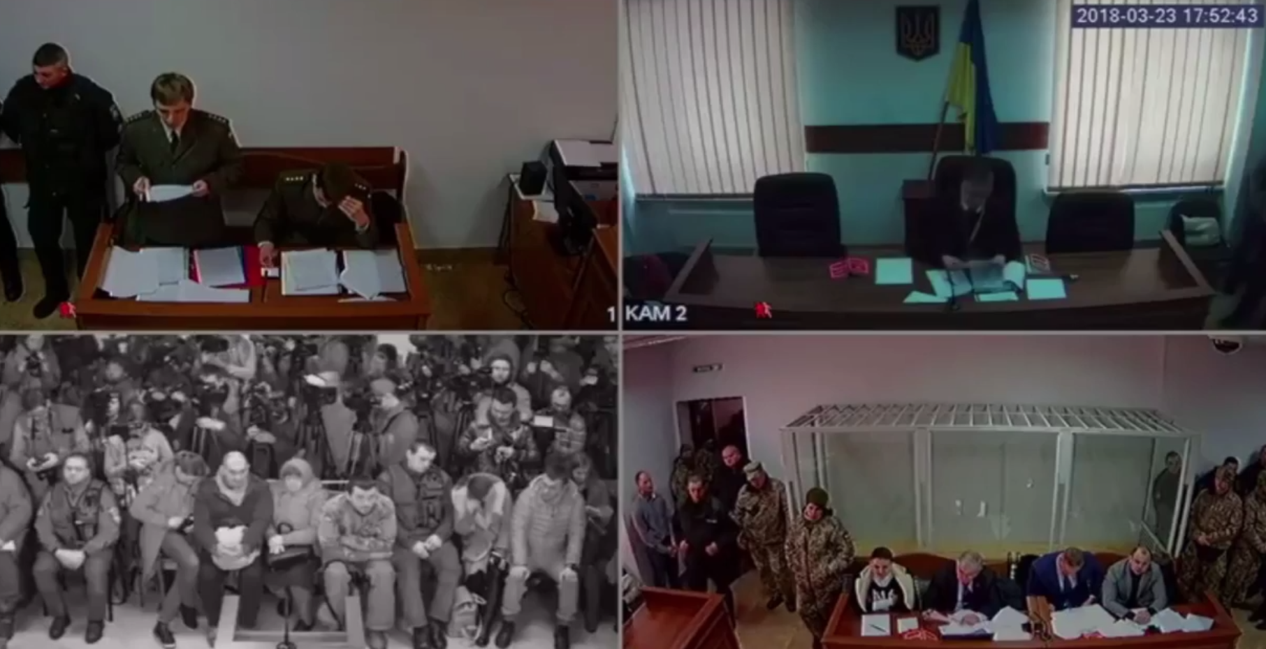Скриншот трансляции украинских СМИ с зала суда, где проходят слушания по делу Савченко.&nbsp;