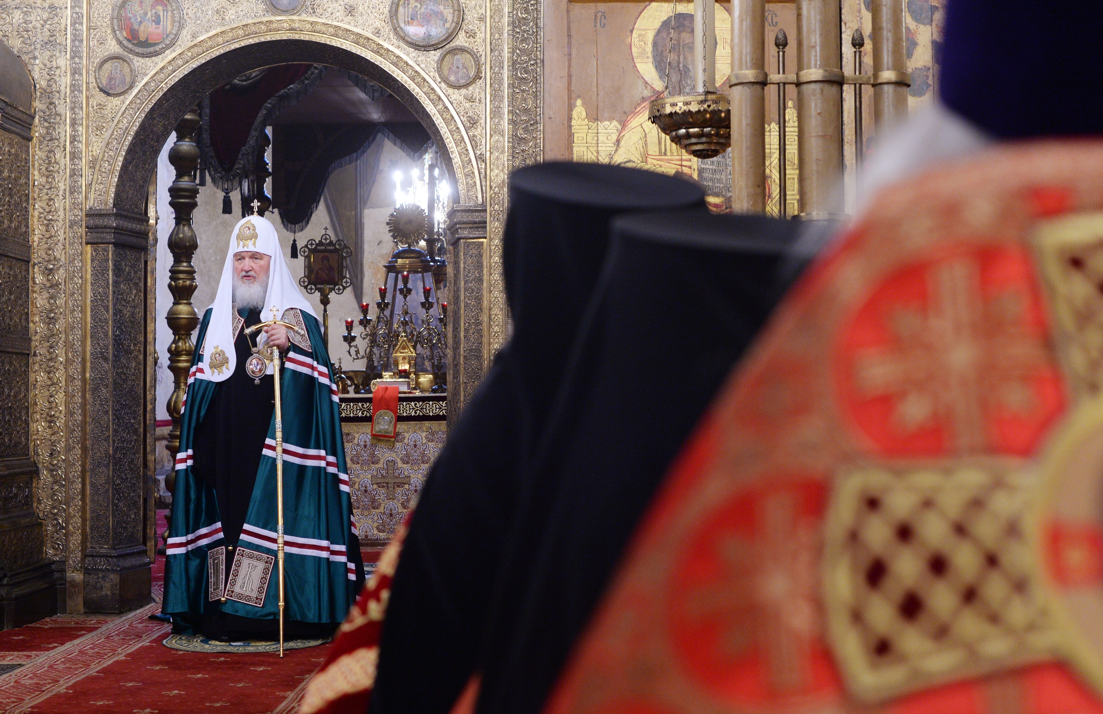 Патриарх Кирилл совершает благодарственный молебен по случаю инаугурации Путина