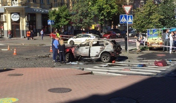 Автомобиль, в котором находился Павел Шеремет во время взрыва
