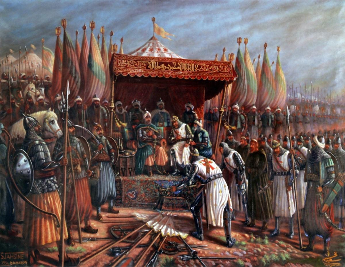 Саладин и Ги де Лузиньян после битвы при Хаттине. Фото: © wikipedia.org
