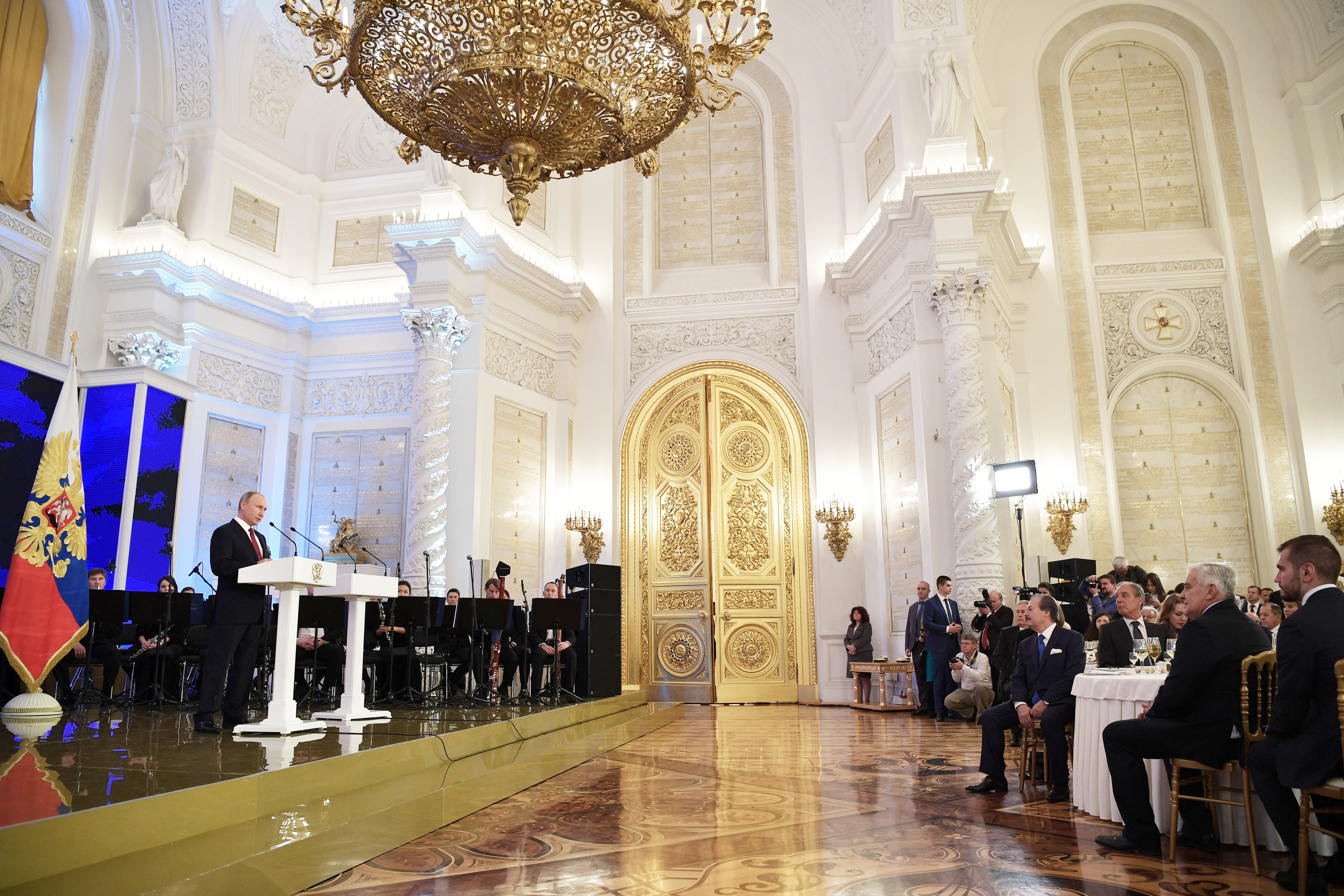 Президент РФ Владимир Путин выступает на торжественном приеме в Кремле. Фото: &copy;РИА Новости/Алексей Никольский
