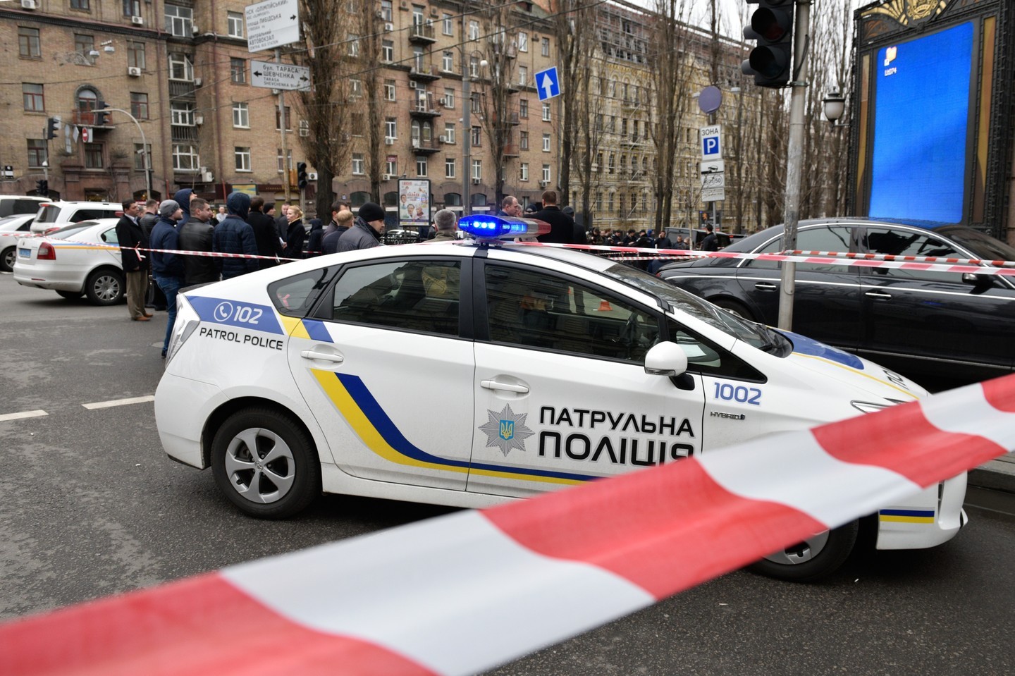 Полицейское оцепление на месте убийства Дениса Вороненкова в Киеве. Фото: &copy;РИА Новости