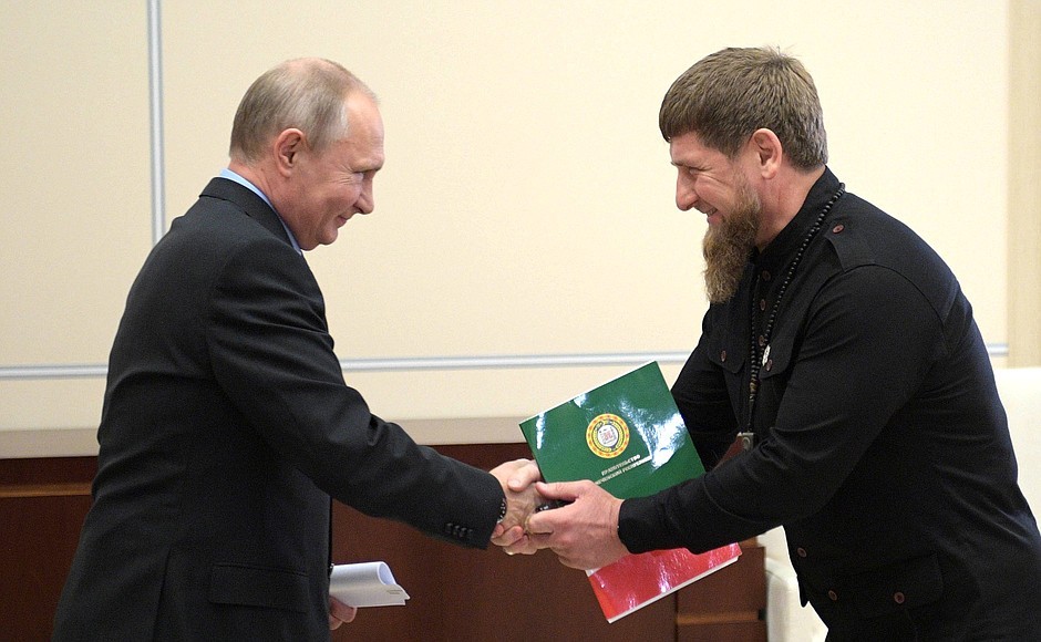 Владимир Путин и&nbsp; Рамзан Кадыров. Фото: kremlin.ru