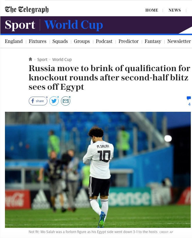 "Россия почти в плей-офф после блицкрига во втором тайме с Египтом"
