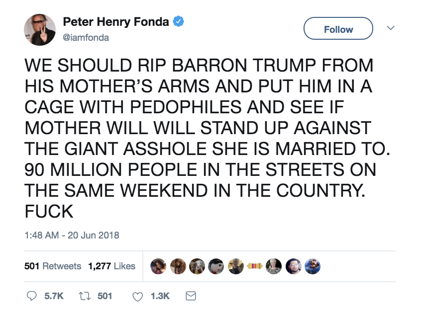 Сообщение Питера Фонда в Twitter