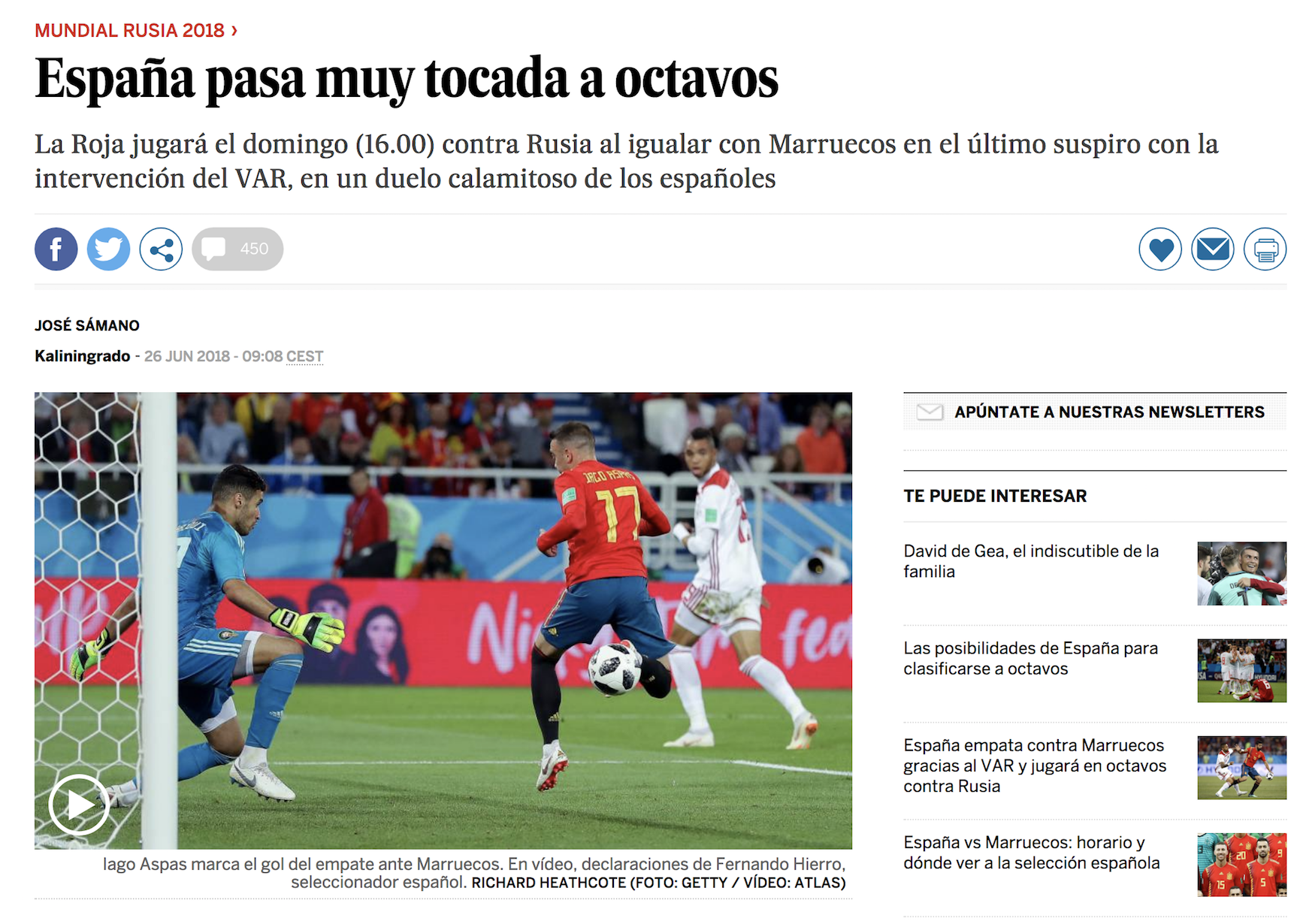 Скриншот сайта El País