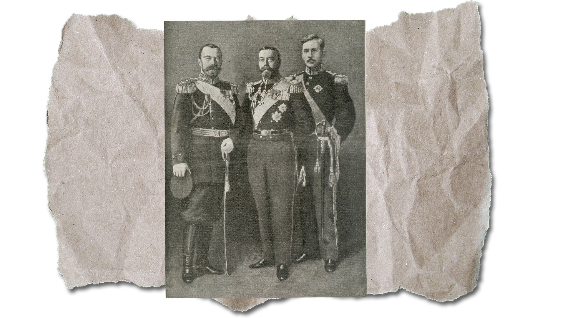 Николай II, английский король Георг V и король Бельгии Альберт I,1914. Коллаж © L!FE. Фото: © wikipedia.org