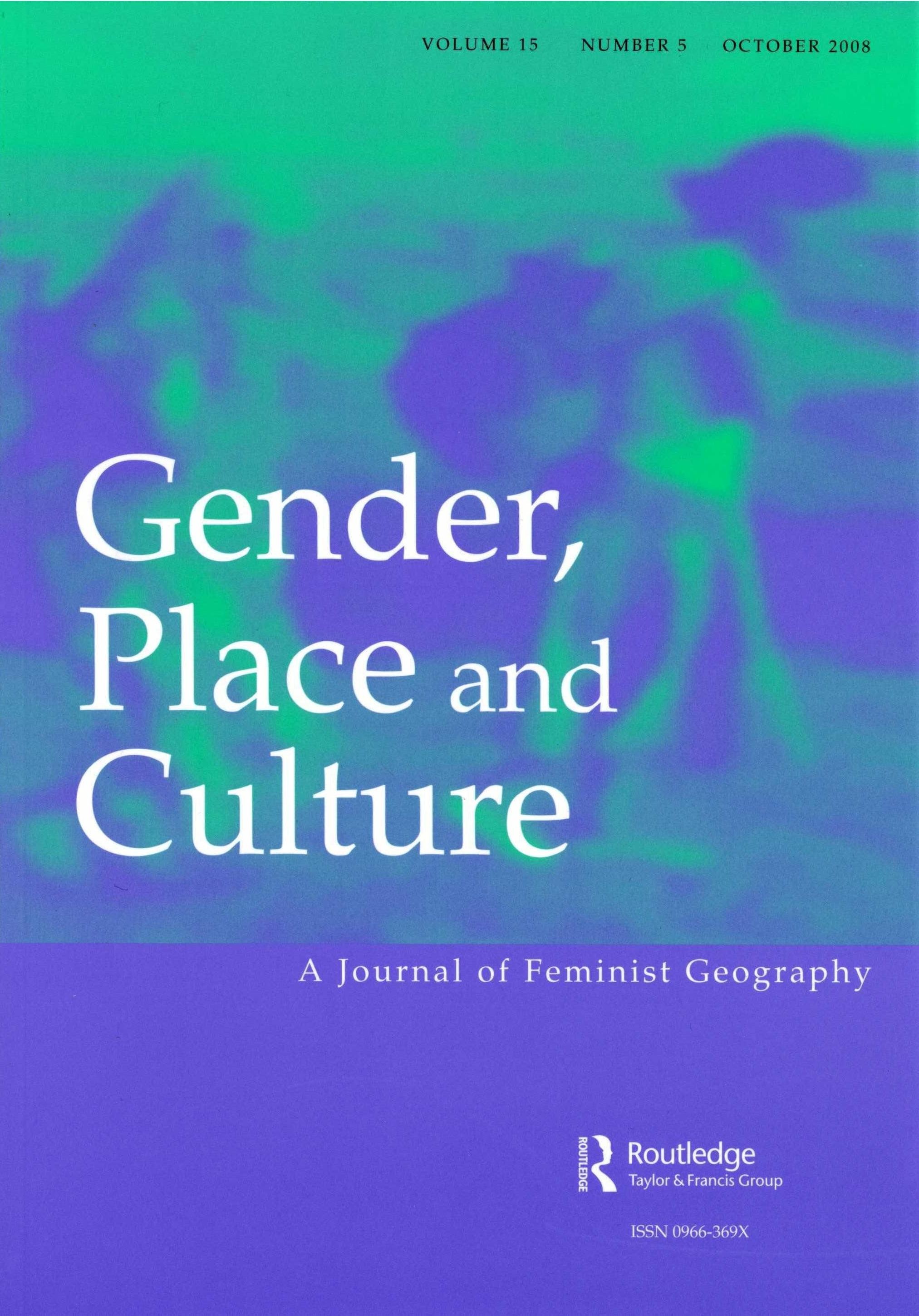 Обложка феминистского журнала Gender, Place and Culture. Фото: © Taylor & Francis