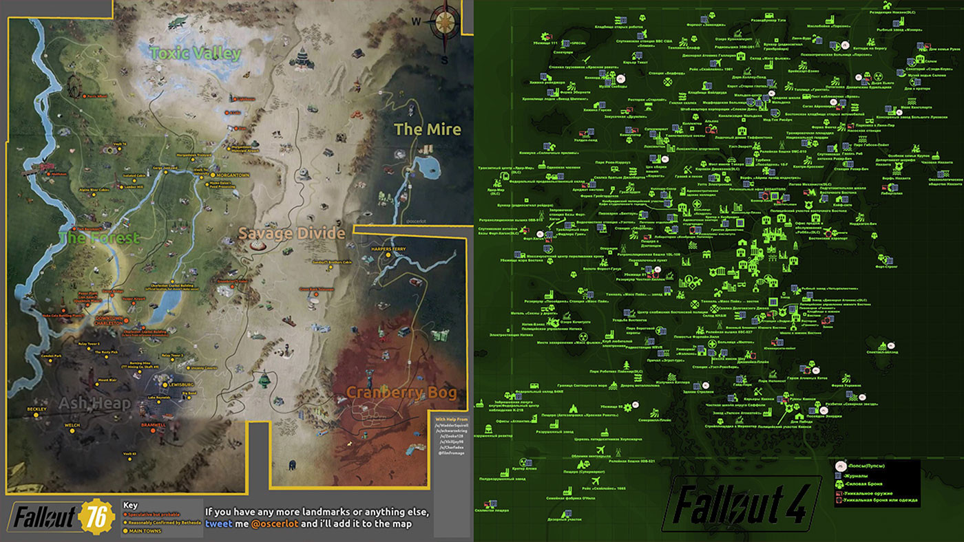 Полная карта Fallout 4
