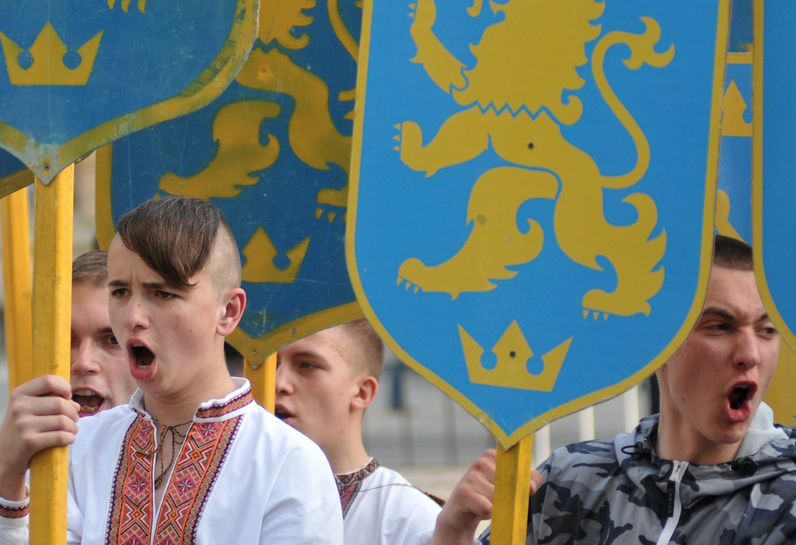 Участники марша в честь годовщины создания дивизии СС "Галичина".&nbsp;
Фото: &copy;РИА Новости/Павел Паламарчук