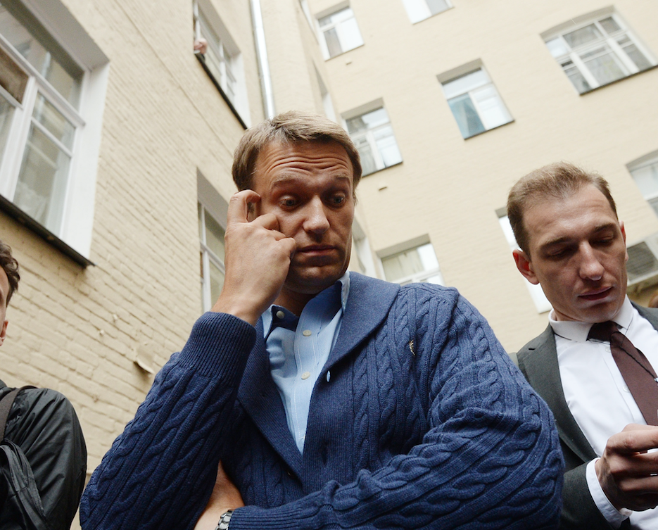 Алексей Навальный перед своей пресс-конференцией в предвыборном штабе.&nbsp;
&nbsp;Фото: &copy;РИА Новости/Константин Чалабов