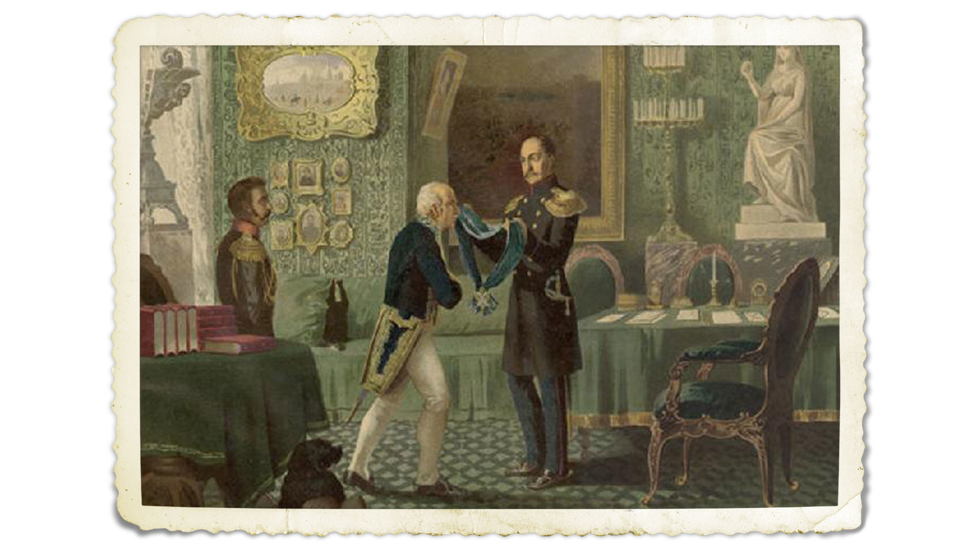 Император Николай I награждает Сперанского за составление свода законов. Коллаж © L!FE. Фото: © wikipedia.org