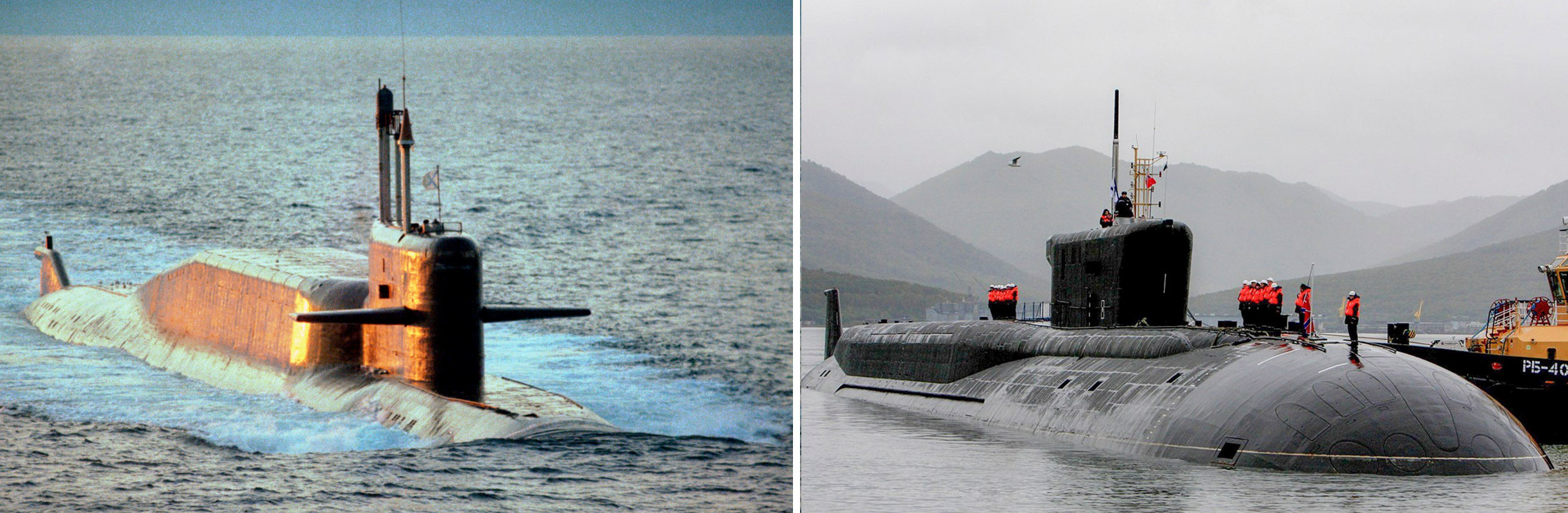 Подводная лодка проекта 667БДРМ "Дельфин" / Подводная лодка проекта 955 "Борей" Фото: © wikipedia / wikipedia
