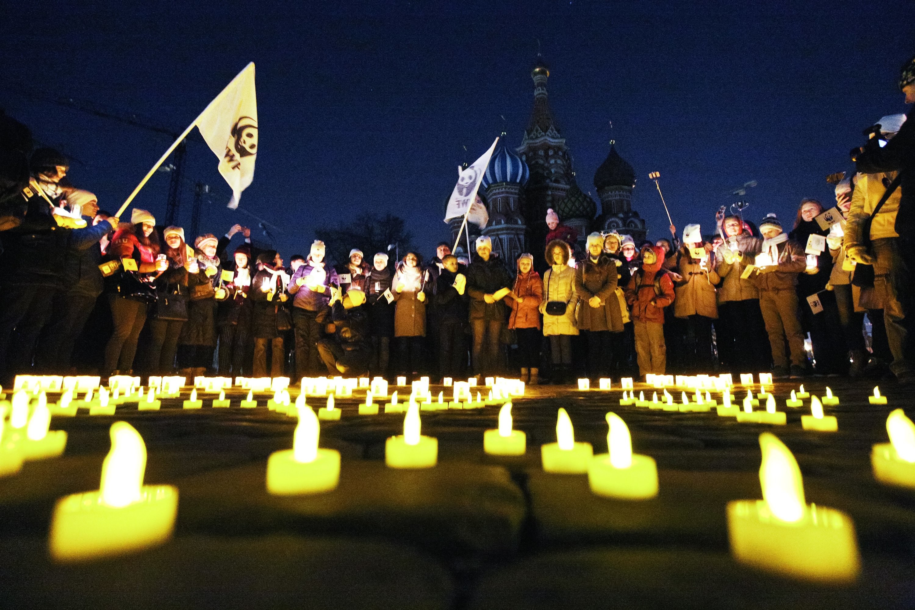 Акция «Час Земли» на Красной площади в Москве. Фото: © Агентство городских новостей "Москва"/Зыков Кирилл

