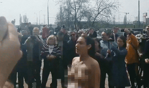 Обнажённая активистка Femen устроила шоу на участке Зеленского — видео