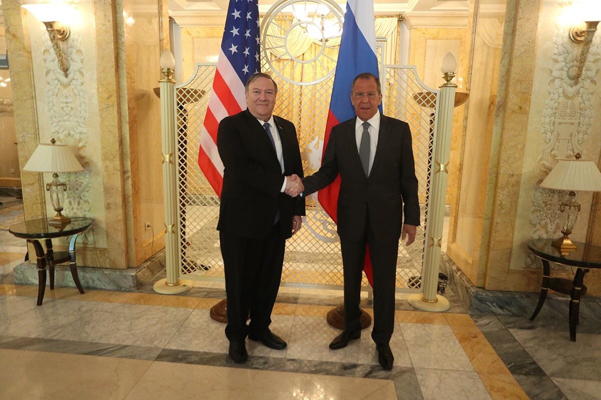 Госсекретарь США Майк Помпео и министр иностранных дел России Сергей Лавров. Фото: © Twitter/israel_mid_ru
