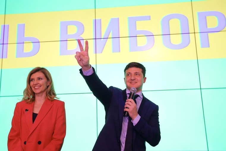 Кандидат в президенты Украины Владимир Зеленский с супругой Еленой. Фото: © РИА "Новости"
