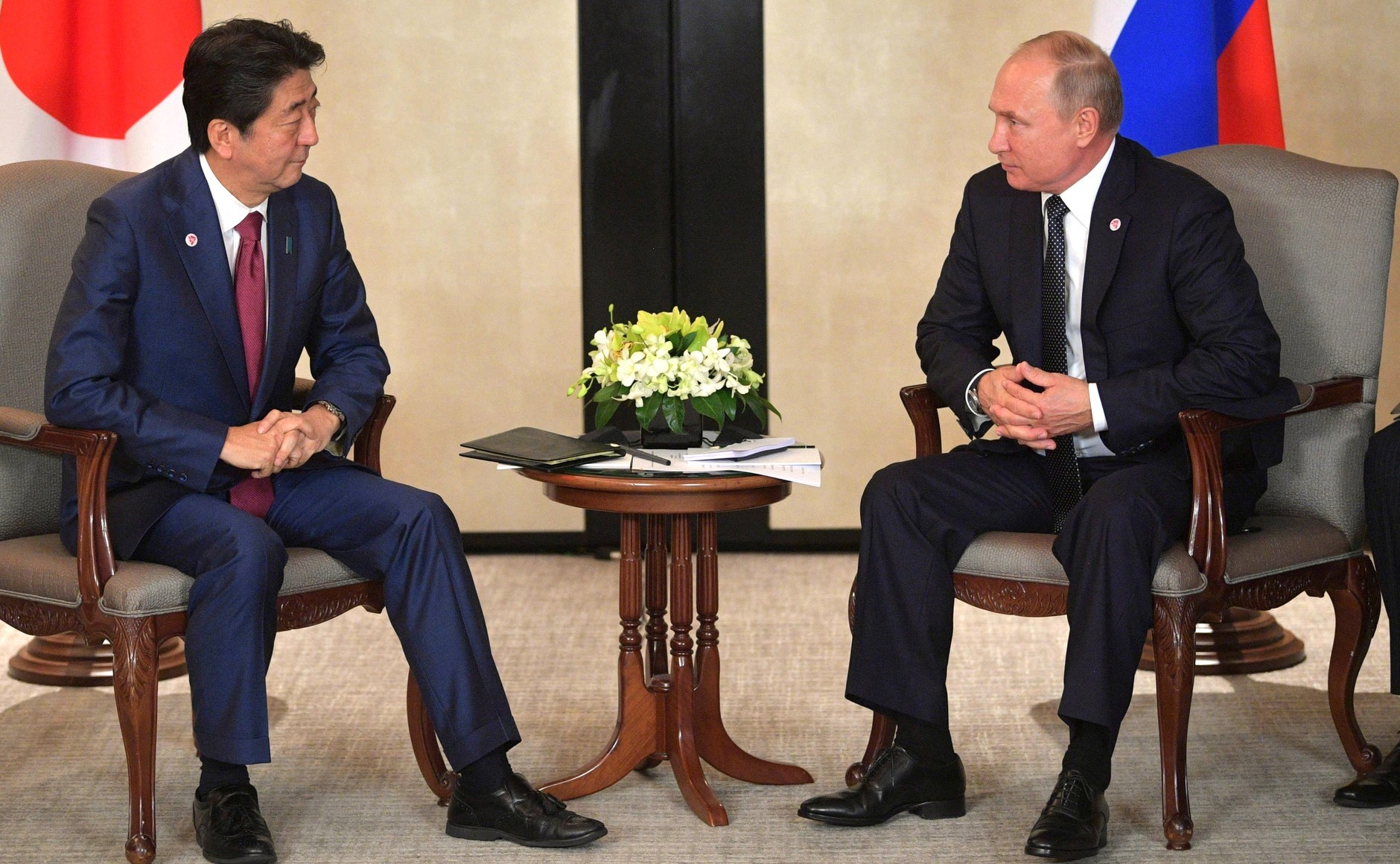 Премьер-министр Японии Синдзо Абэ и президент России Владимир Путин. Фото © Kremlin
