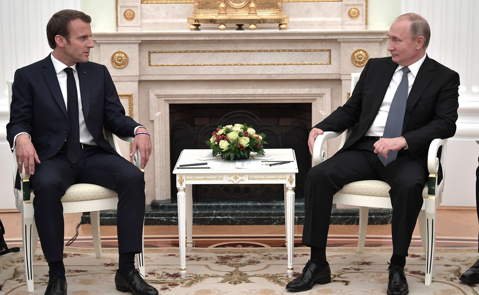 Президент РФ Владимир Путин и лидер Франции Эмманюэль Макрон. Фото © Kremlin

