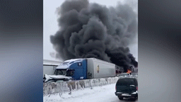 ДТП с участием 29 авто на шоссе в США закончилось пожаром, уничтожившим более десятка машин — видео