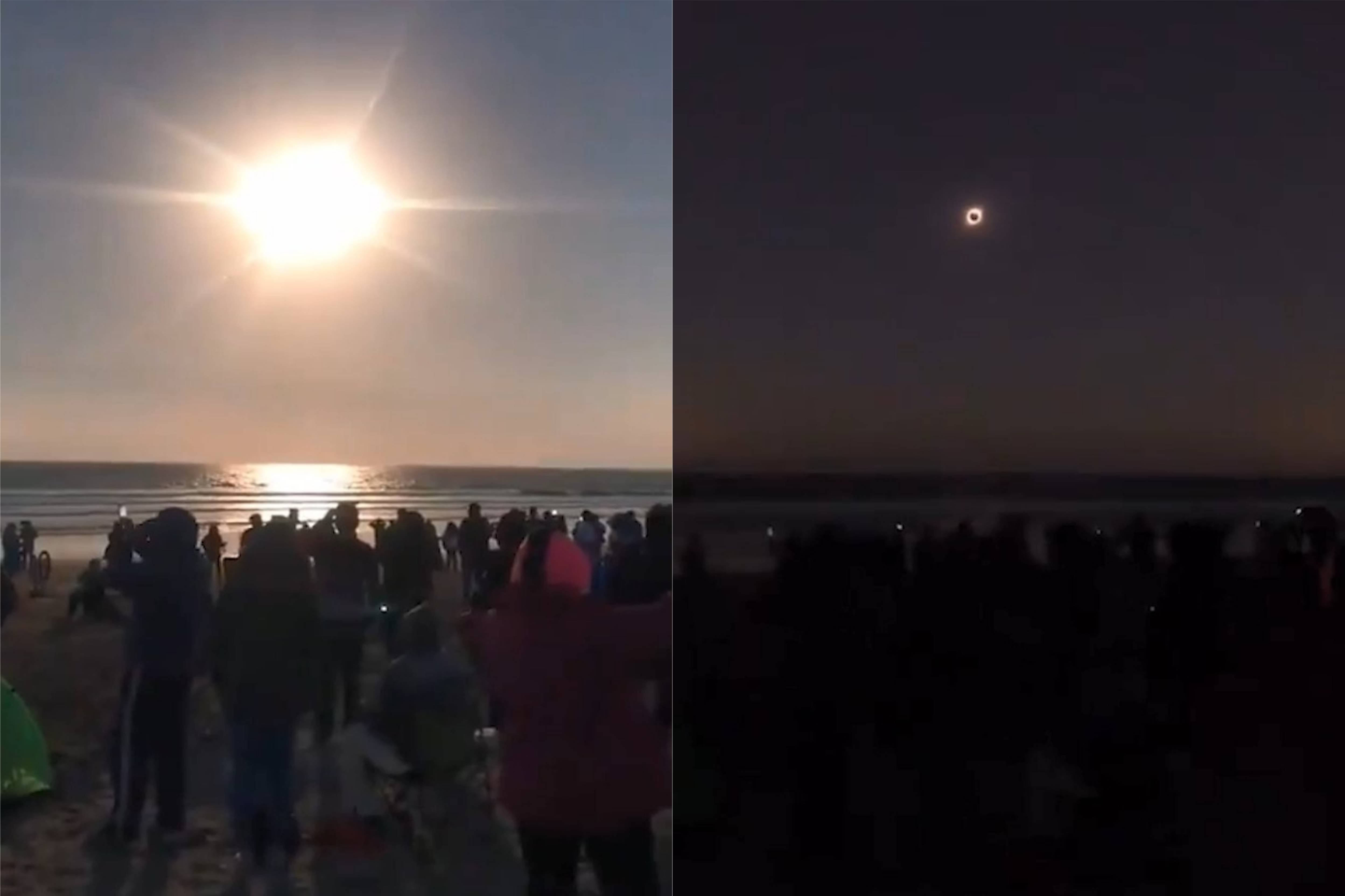 Очевидцы сняли на видео солнечное затмение, которое погрузило весь мир в темноту