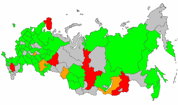 Карта эпидемиологической ситуации по гриппу в конце июля – начале августа 2020 года. Фото © НИИ гриппа имени А.А. Смородинцева