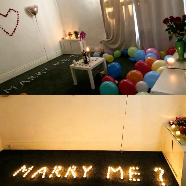 Надпись из свечей "Выйдешь за меня?". Фото © Twitter / Metropoles