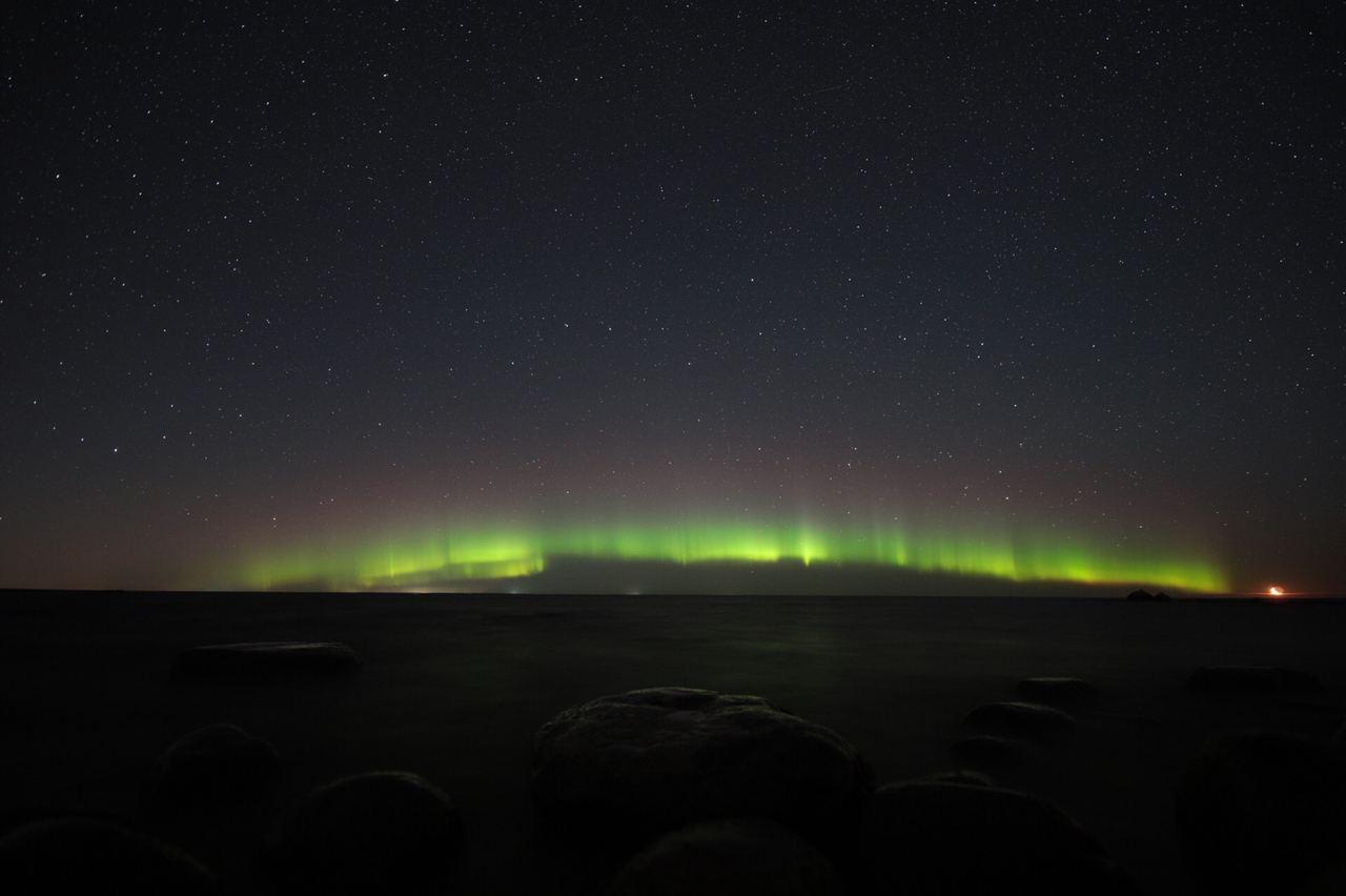 Северное сияние, Ладожское озеро. Фото © Telegram / Астро Фото Болото