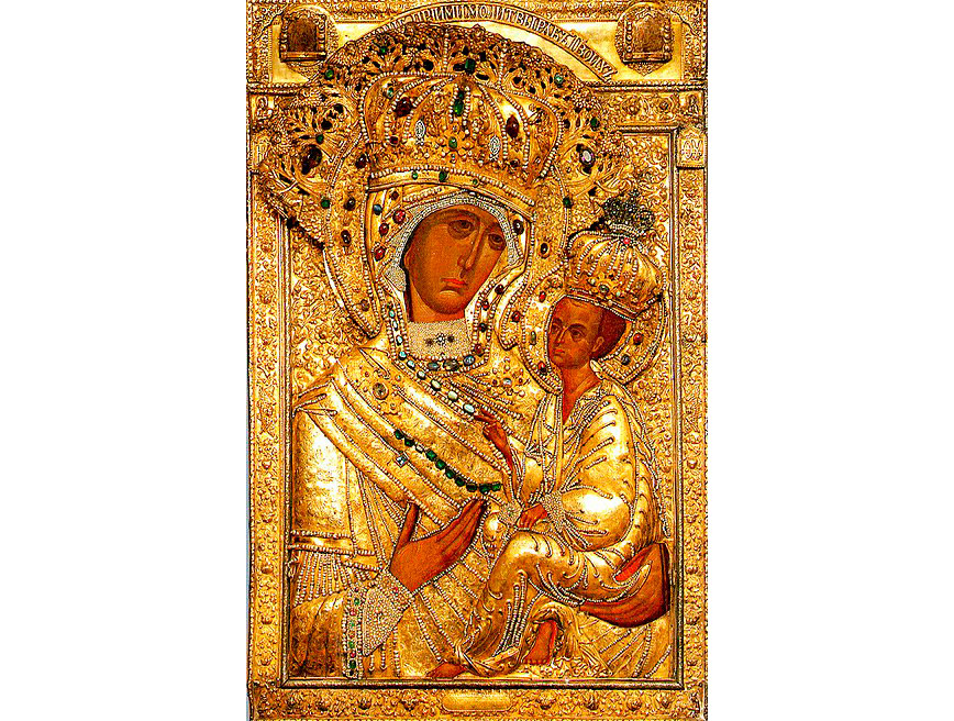 Тихвинская икона Божией Матери в окладе. Фото © Wikipedia